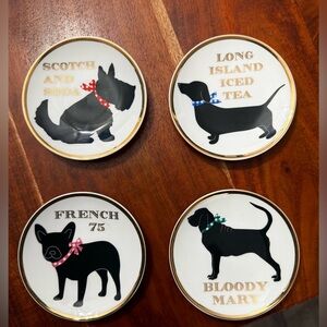 4 Coasters/Mini Plates of Dogs Cocktail Theme- Draper James Grace & Charm.
